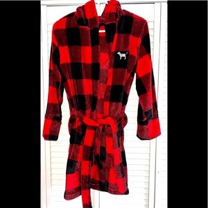 PINK flannel print Bathrobe size xs/s